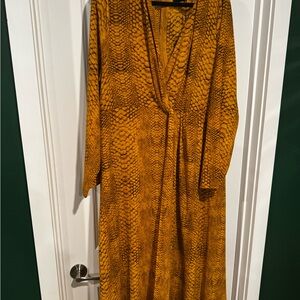 PrettyLittleThing Mustard Snake Print Dress